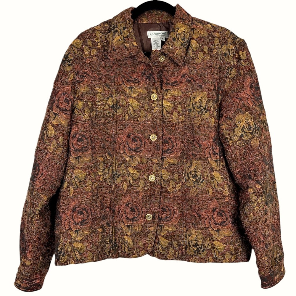 Coldwater Creek Women's XL‎ Floral Tapestry Blazer Jacket Textured Art to Wear